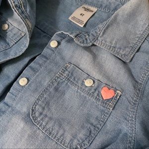 Oshkosh LS Chambray Denim Shirt with Heart Stitch